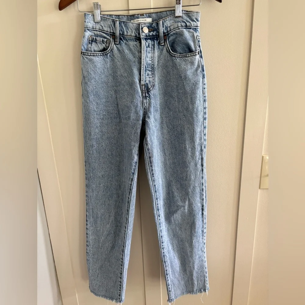 PacSun High Rise Straight Raw Hem Jeans
